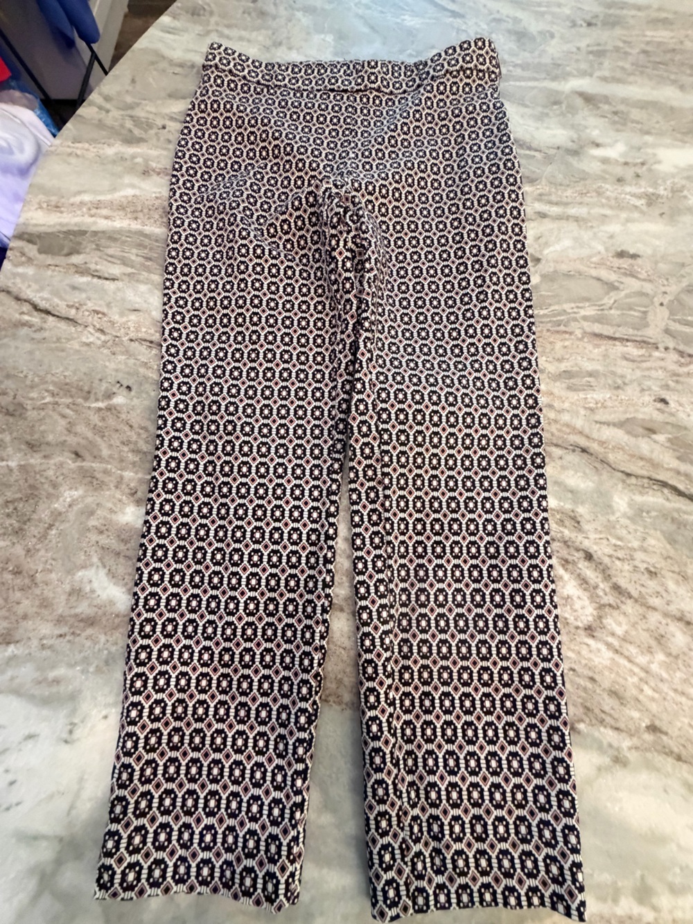 Jules & Leopold Geometric Print Pull On Pants Stretch Ankle Size S/P